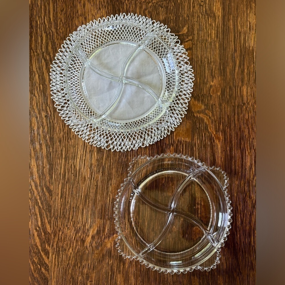 2~Collectible~Imperial Glass 
~Candlewick~1930’s-1950’s~4 Section Dish~G2MC**